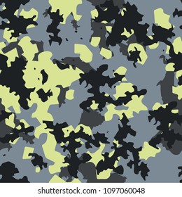 Seamless green and gray sharp spots camouflage fashion pattern vector