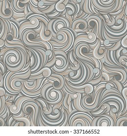 Seamless green and grey abstract hand-drawn pattern, waves background. Seamless pattern can be used for wallpaper, pattern fills, web page background,surface textures.
