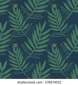 seamless green hand drawn leaf pattern background
