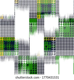 Seamless green hounds tooth checks pattern  on textures