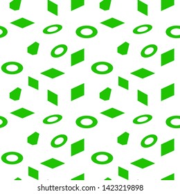 Seamless green isometric figures, on a white background, vector