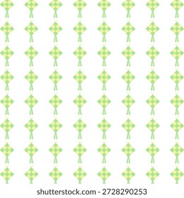 Patrón Ketupat verde inconsútil sobre fondo transparente para el diseño de Ramadán y Eid