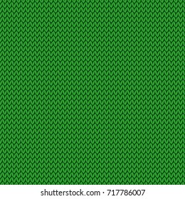 Seamless green knitting pattern. Knitwear texture. Christmas vector Illustration
