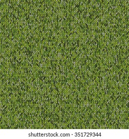 Seamless green knitting pattern. Woolen cloth knitted background. Vector illustration EPS10