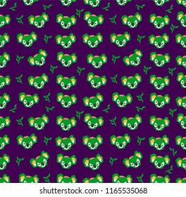 seamless green koala zombie pattern