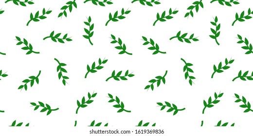 Seamless green leaf illustration textile pattern.