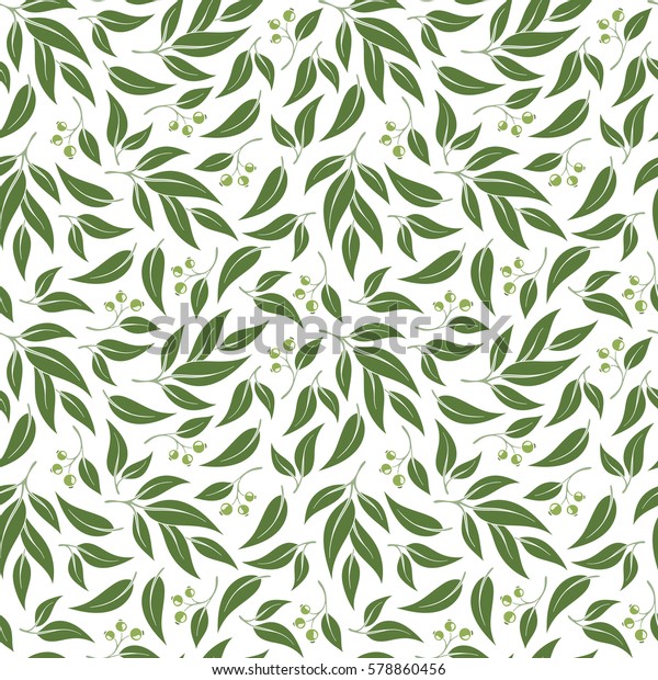 Seamless Green Leaf Pattern Eucalyptus Leaves Stock Vector Royalty Free