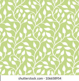 Seamless green leaf pattern. Vector illustration