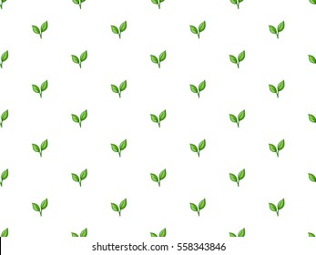 Seamless green leaf pattern vector illustration. Decorative template texture with leaves.