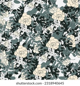 hojas verdes y flores sin soldadura