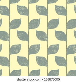 Seamless green leaves grunge pattern. Vector illustration