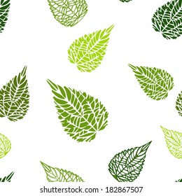 Seamless green leaves mosaic background