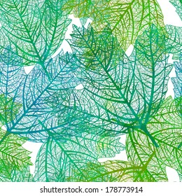 Seamless green leaves pattern 