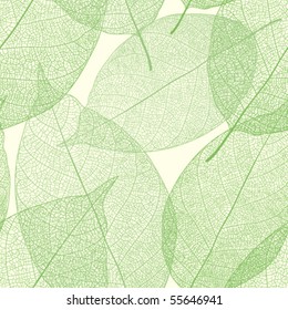 Seamless green leaves pattern