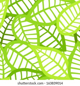 Seamless Green Leaves Pattern. Abstract Vector Floral Texture for Textile Design