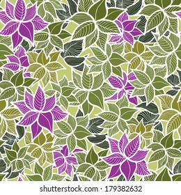 Seamless green leaves pattern background. Vector illustration
