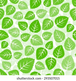 Seamless green leaves pattern background