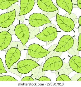 Seamless green leaves pattern background