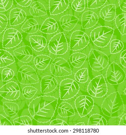 Seamless green leaves pattern background