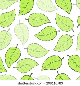 Seamless green leaves pattern background