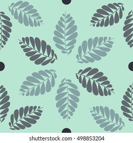 Seamless green leaves pattern background