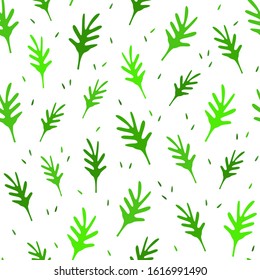 Seamless green leaves pattern. Vector illustration on white background