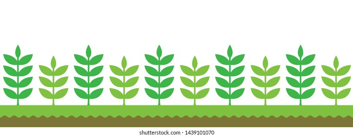 Seamless green leaves side by side pattern. vector flat illustration for web footer design.