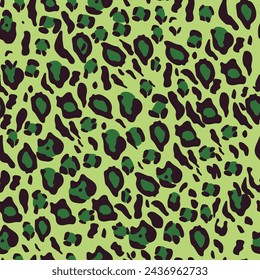 Seamless green leopard pattern. Fashionable exotic animal print