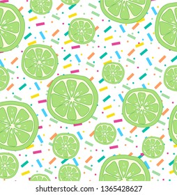 seamless green lime fresh fruit pattern vector