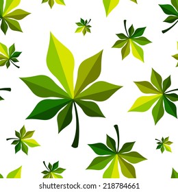 Seamless green maple leaves background