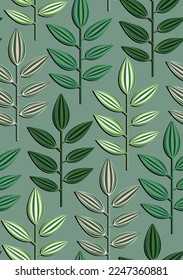 Seamless green minimal leaves pattern design. vector illustration. fashion, interior, wrapping, wall arts, fabric, packaging