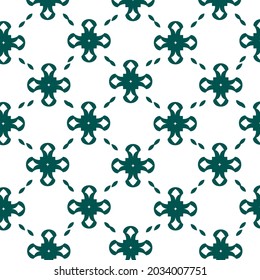 Seamless green pattern with abstract flowers, east ornament