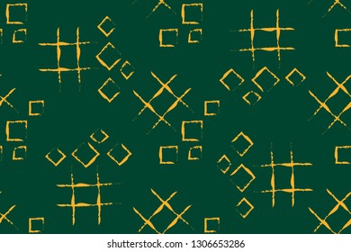 Seamless green pattern with bright graphic spots and strokes. EPS10