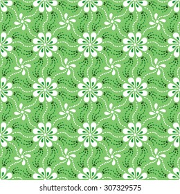 seamless green pattern with flowers