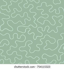 Seamless green pattern with hand drawn curves