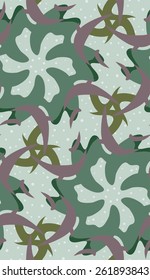 Seamless green pattern of sparkling floral shapes