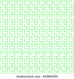 Seamless green pattern with stylized ethnic ornament. Abstract lines background. Grill wallpaper. Vector illustration