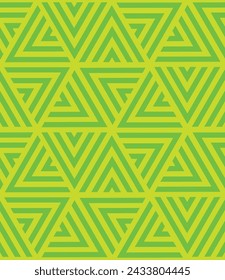 Seamless green pattern of triangles with filling for background and packaging