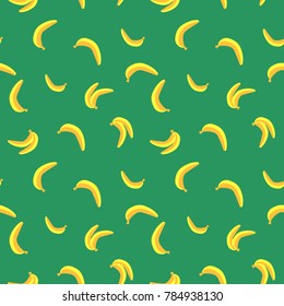 Seamless green pattern with yellow bananas