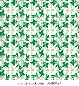 Seamless green plant wallpaper on white