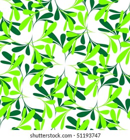 Seamless green plant wallpaper on white