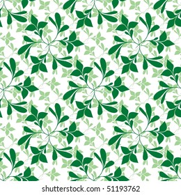 Seamless green plant wallpaper on white