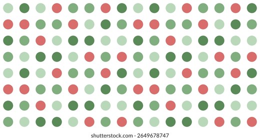 Seamless green polka dot pattern on white background. This simple and timeless design is suitable for fabric, wallpaper, packaging, and digital backgrounds.