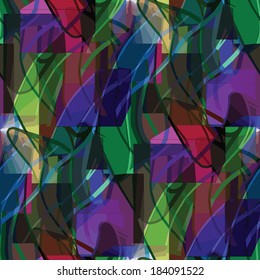 seamless green, purple texture (EPS 8) america ancient background wallpaper cubism impressionism decoration