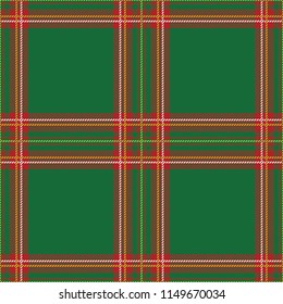 Seamless green red and white classic textile detailed tartan plaid pattern vector