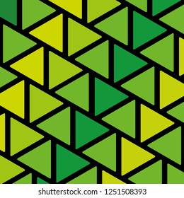 Seamless Green Round Triangles Black Background Vector Pattern