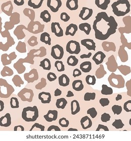 Seamless Green Safari Organic Fur Set Background. Light Repeated Exotic Artistic Zoo, Seamless Illustration Wallpaper. Continuous Bright Leopard Element Pattern.