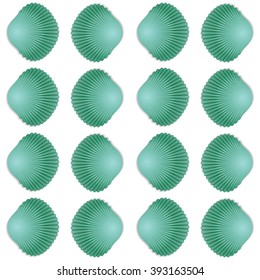 Seamless green seashell template background. Vector illustration for your design
