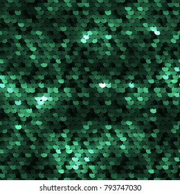 Seamless green sequined fabric texture with emerald colored palliettes svg