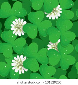 Seamless green shamrock Saint Patrick's Day pattern